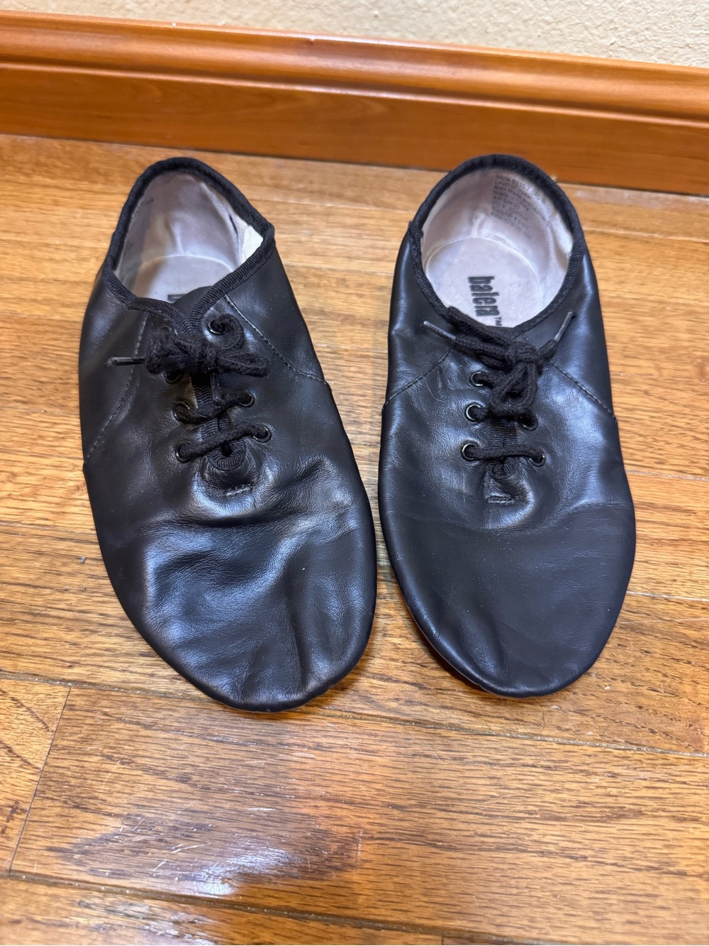 balera Black Leather Lace-Up Jazz Shoes